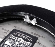 Cargar imagen en el visor de la galería, Boina Vasca Txapela Elosegui 1858 negra 100% lana merino Impermeabilizada con badana - El triunfo Velayos