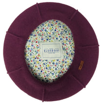 Charger l&#39;image dans la galerie, Elosegui Béret Basque pour femme modèle Borobil avec doublure 100% laine mérinos avec décoration symbole